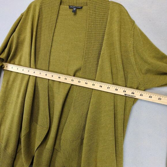 Eileen Fisher 100% Merino Wool Open Cardigan Knit Sweater Women's L Moss Green - Picture 4 of 10